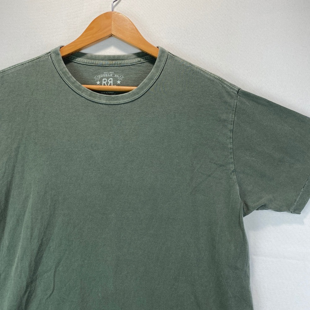Double RL Ralph Lauren RRL Crewneck Tee Mens Large Olive Green Garment Dyed Logo